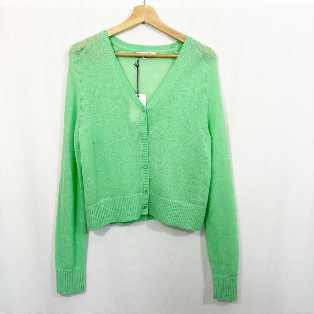 NWT RE/DONE 60S Wool Alpaca Knit Button Down Cardigan Sweater in Spearmint - Picture 3 of 13